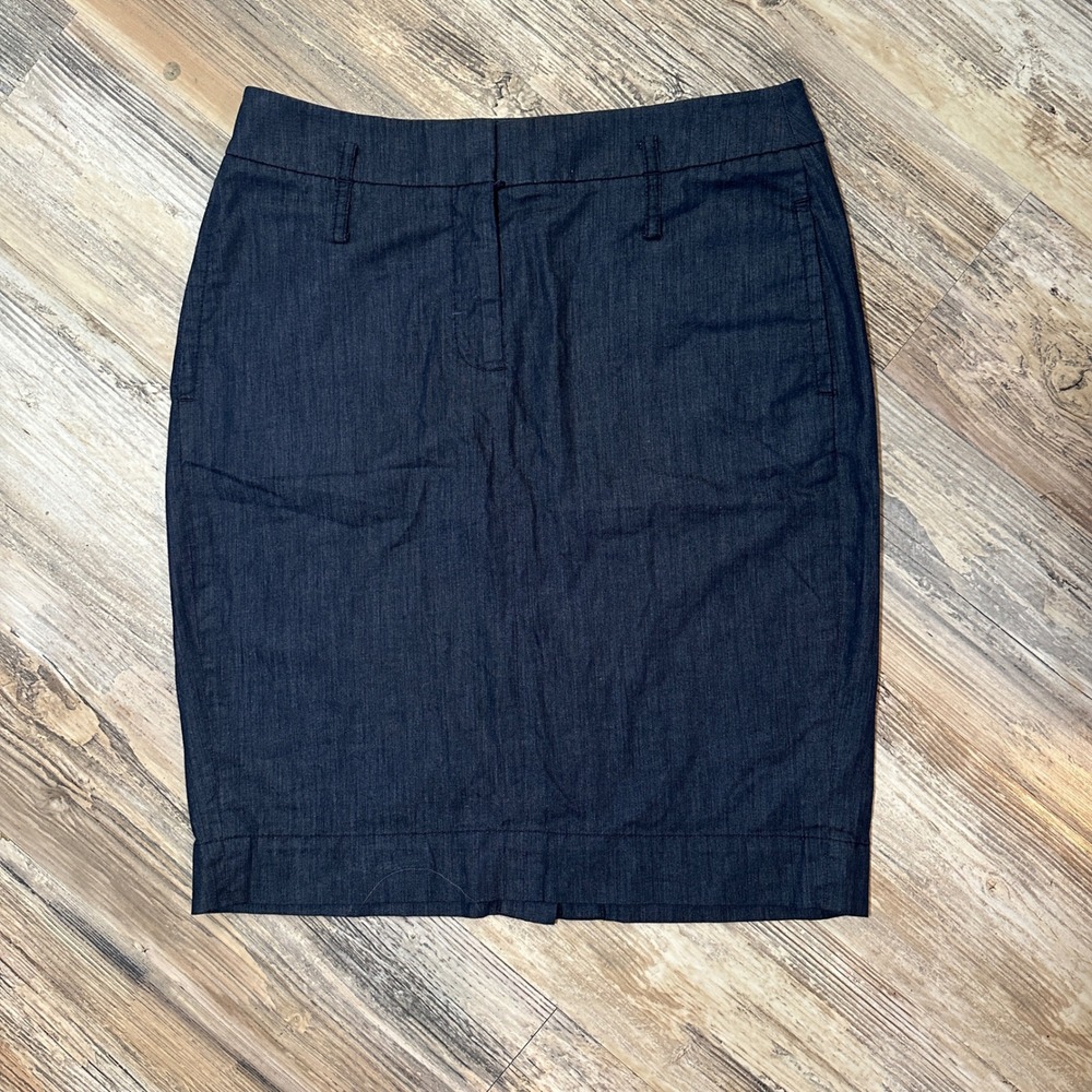 Ann Taylor LOFT Womens Dark Wash Denim Pencil Skirt Size 4 Blue Cotton Stretch